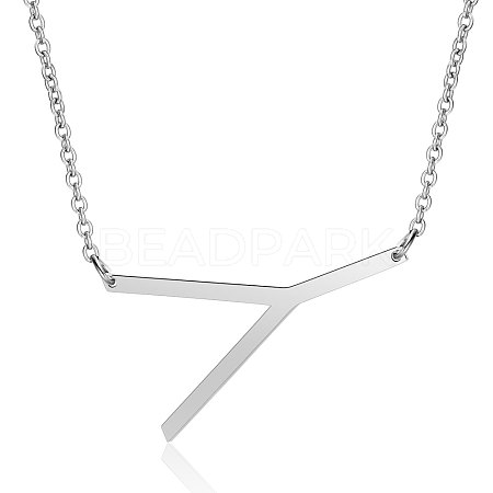 Non-Tarnish 201 Stainless Steel Initial Pendants Necklaces NJEW-S069-JN003D-Y-1