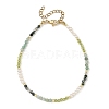 Gradient Faceted Round Natural Moss Agate & Green Aventurine & Potato Natural Pearl Beaded Anklets AJEW-AN00873-01-3