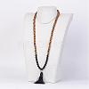 Natural Gemstone and Wood Mala Beads Necklaces NJEW-JN01779-4