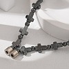 Round Cross Synthetic Non-Magnetic Hematite Beaded Necklaces NJEW-R020-03-3