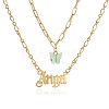 Acrylic Butterfly with Alloy Word Angel Pendant Double Layer Necklaces for Women WG9E726-02-1