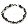 Two Tone 304 Stainless Steel Round Ball Link Chain Bracelet BJEW-B078-20BP-1