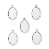 Tibetan Style Antique Silver Alloy Flat Oval Pendant Cabochon Settings TIBEP-M022-36AS-1