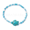 Dyed Synthetic Turquoise Beaded Stretch Bracelets for Kids BJEW-JB110102-01-1