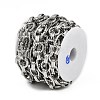 304 Stainless Steel Textured Oval with Flat Round Link Chains CHS-C017-01P-2