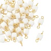 Glass Faceted Cube Connector Charms KK-C097-10G-04-1