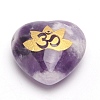 Carved Lotus Yoga Pattern Natural Amethyst Heart Love Stone PW-WG83009-04-1