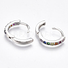 Brass Micro Pave Cubic Zirconia Huggie Hoop Earrings X-EJEW-S201-40P-3