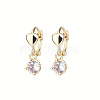 Heart Brass Clear Cubic Zirconia Hoop Earrings FS-WG767CD-01-3