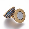 Brass Micro Pave Cubic Zirconia Magnetic Clasps with Loops ZIRC-L075-49C-3
