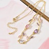 Brass Pave Cubic Zirconia Rose Flower Link Cable Chain Necklaces for Women NJEW-C121-05A-01G-1