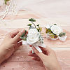CRASPIRE 2Pcs 2 Style Silk Cloth Rose Flower Boutonniere Brooch & Wrist Corsage AJEW-CP0001-54-3