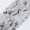 Natural Tourmalinated Quartz Beads Strands G-P336-02A-8mm-1
