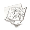 Non-Tarnish 304 Stainless Steel Rhombus Open Cuff Rings for Women RJEW-Z053-04P-1