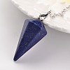 Platinum Tone Brass Natural & Synthetic Mixed Stone Cone Hexagonal Pointed Dowsing Pendulums MAK-M015-01-3