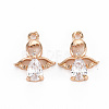 Rack Plating Brass Micro Pave Clear Cubic Zirconia Charms KK-T060-47-RS-2