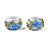 Flower Printed Opaque Acrylic Rondelle Beads SACR-S305-27-J02-2