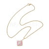 Natural Rainbow Moonstone and Handmade Glass Beaded Rhombus Pendant 304 Stainless Steel Cable Chain Necklaces NJEW-MZ00124-01-4