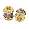 Rack Plating Brass Micro Pave Cubic Zirconia European Beads KK-F089-31G-04-2