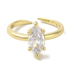 Rack Plating Brass Micro Pave Cubic Zirconia Adjustable Rings RJEW-H228-03G-02-2