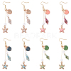304 Stainless Steel Starfish with Shell Shape Dangle Earrings EJEW-YW00012-01-2