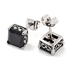 Square 316 Surgical Stainless Steel Pave Cubic Zirconia Stud Earrings for Women Men EJEW-Z050-03A-AS-2