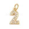 Brass Micro Pave Clear Cubic Zirconia Charms KK-G544-04G-02-1
