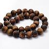 Frosted Natural Tiger Eye Beads Strands G-F364-18-12mm-2