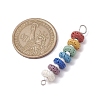Chakra Natural Lava Rock Dyed Beaded Connector Charms PALLOY-JF02546-02-2