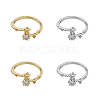 4Pcs 2 Colors Alloy Micro Pave Clear Cubic Zirconia Cuff Rings for Women RJEW-GO0001-10-1