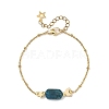 Natural Mixed Stone Rectangle & Moon Star Brass Beaded Bracelets BJEW-JB14231-4