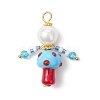 3Pcs 3 Colors Glass Seed Beaded Mushroom Human Pendants PALLOY-MZ00825-3