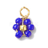8Pcs 8 Color Flower Glass Seed Beaded Charms PALLOY-JF02004-02-2