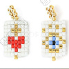 2Pcs 2 Styles Glass Seed Beaded Pendants PALLOY-PH01995-01-1