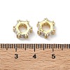 Hexagon Brass Clear Cubic Zirconia European Beads KK-D228-06G-2