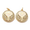 Brass Micro Pave Cubic Zirconia with Synthetic Opal Pendants KK-D096-10G-1