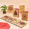 CRASPIRE Rectangle with Pattern Wooden Greeting Cards DIY-CP0006-75M-6