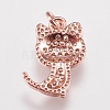 Brass Micro Pave Cubic Zirconia Kitten Charms ZIRC-E147-42RG-2