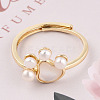 Natural Pearl Dog Paw Prints Adjustable Ring RJEW-T026-08G-3