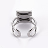 Tarnish Resistant 201 Stainless Steel Cuff Pad Ring Settings STAS-S080-041A-P-4