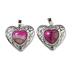 Natural Banded Agate Dyed Peach Love Heart Pendants G-G158-01X-1