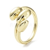 Leaf Rack Plating Brass Cuff Rings RJEW-D020-07G-1