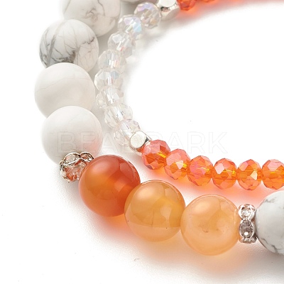 Moon and Star Charm Multi-strand Bracelet BJEW-TA00033-01-1