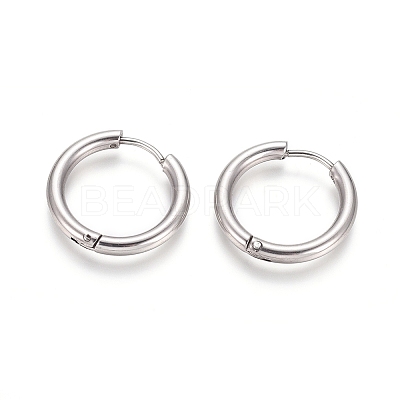 Tarnish Resistant 202 Stainless Steel Huggie Hoop Earrings A-EJEW-F111B-19mm-P-1