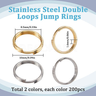 2 Colors 304 Stainless Steel Split Rings STAS-SC0009-25B-1
