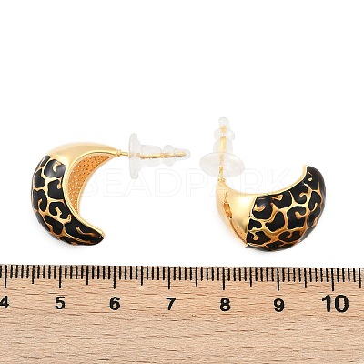 Brass Enamel Stud Earrings EJEW-P301-12G-1