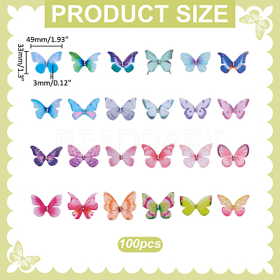 100Pcs 3D Butterfly Organza Rinestone Face Eye Stickers MRMJ-ME0001-06-1