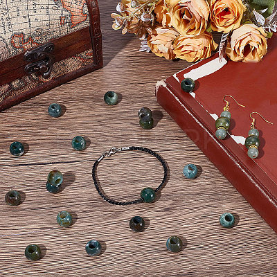 20Pcs Natural Indian Agate European Beads G-SP0001-47-1