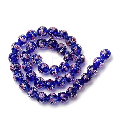 Luminous Handmade Glod Sand Lampwork Beads Strands LAMP-B028-03N-10mm-1