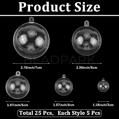 25Pcs 5 Styles Transparency Acrylic Christmas Balls Pendants DIY-CP0013-38-1